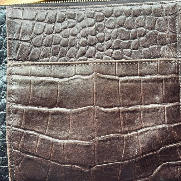 Brighton Ann Marie Bag Black Pearl Chocolate Brown Crocodile Embossed Crossbody - Picture 11 of 17